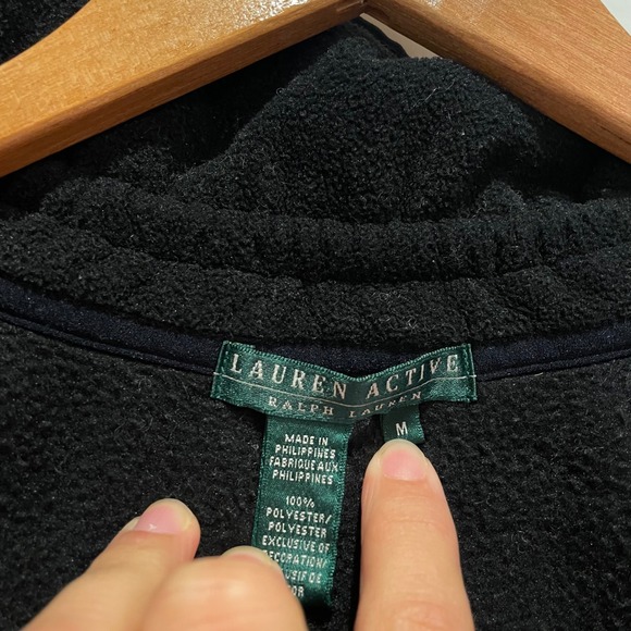 RALPH LAUREN ACTIVE Black‎ Fleece Vest Full Zip Mock Neck Women's Size M - Picture 4 of 8